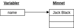 variabeln 'name' har värdet av det vi matade in till input().